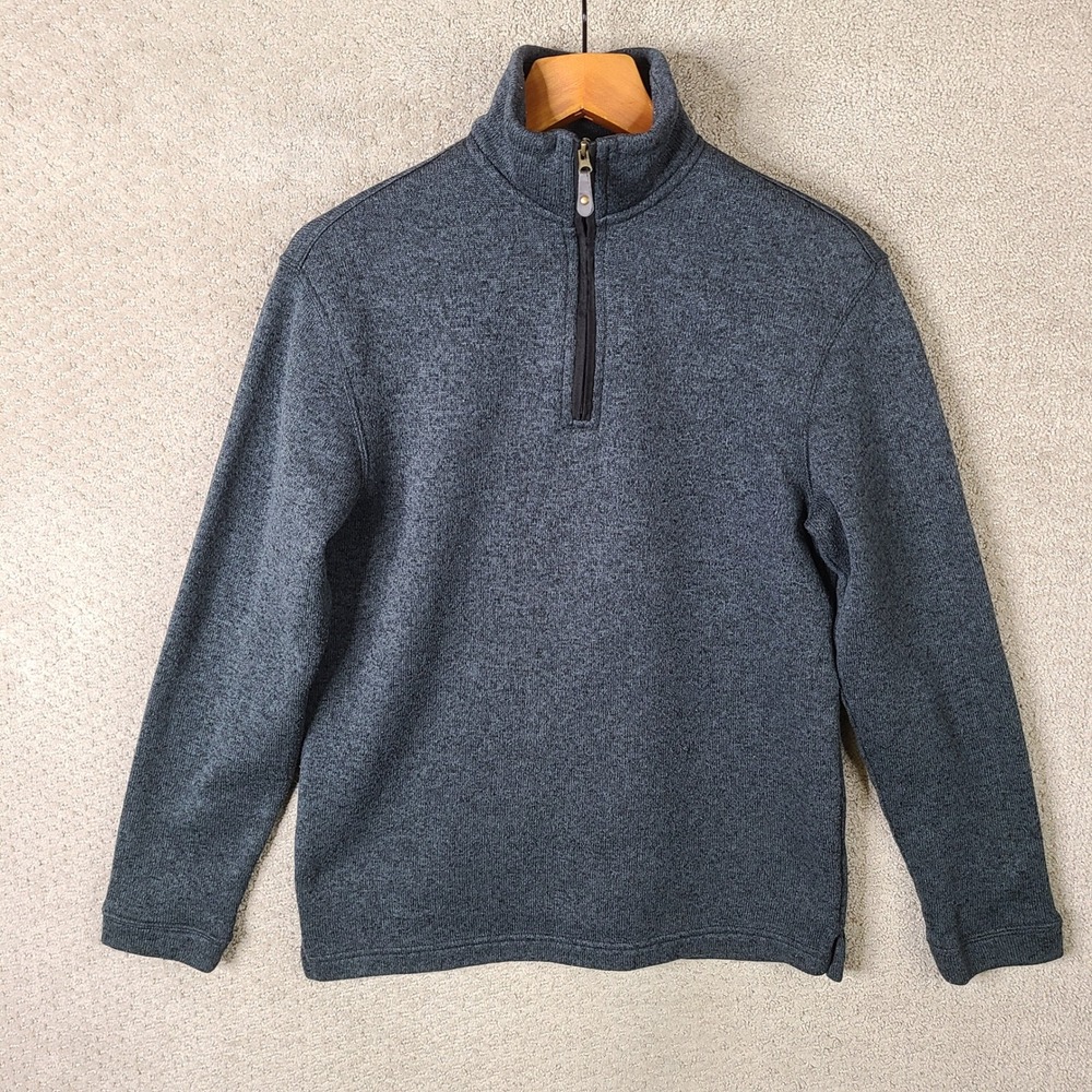 Haggar COOL 18 PRO Sweater Small‎ Gray Heather Quarter 1/4 Zip Fleece Pullover
